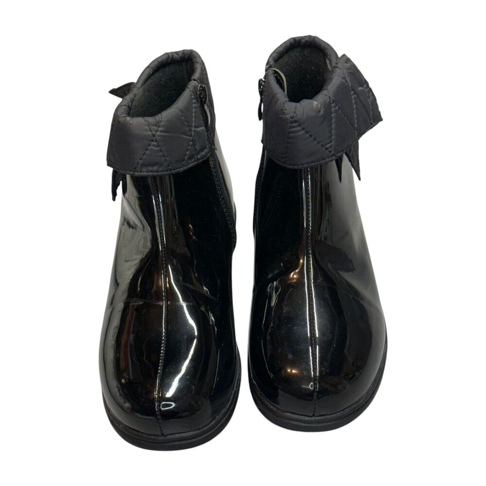 Appleseed's Womens 8M Bootie Shoes Black Patent Leather Quilted Side Zip Boots